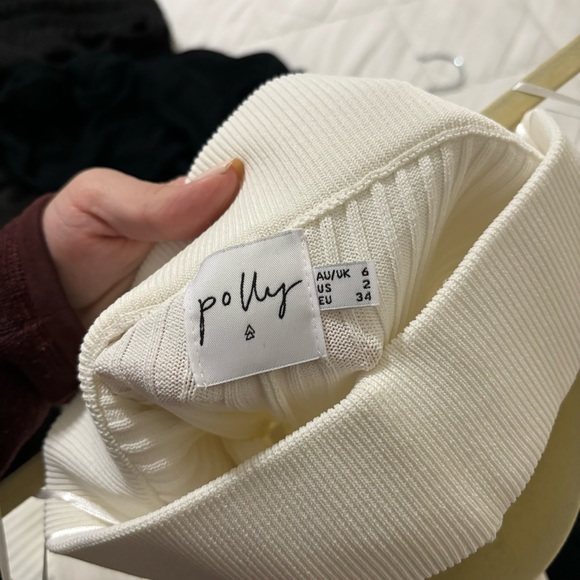 Princess Polly White Ribbed Wide Leg Crop Pants - Picture 3 of 3